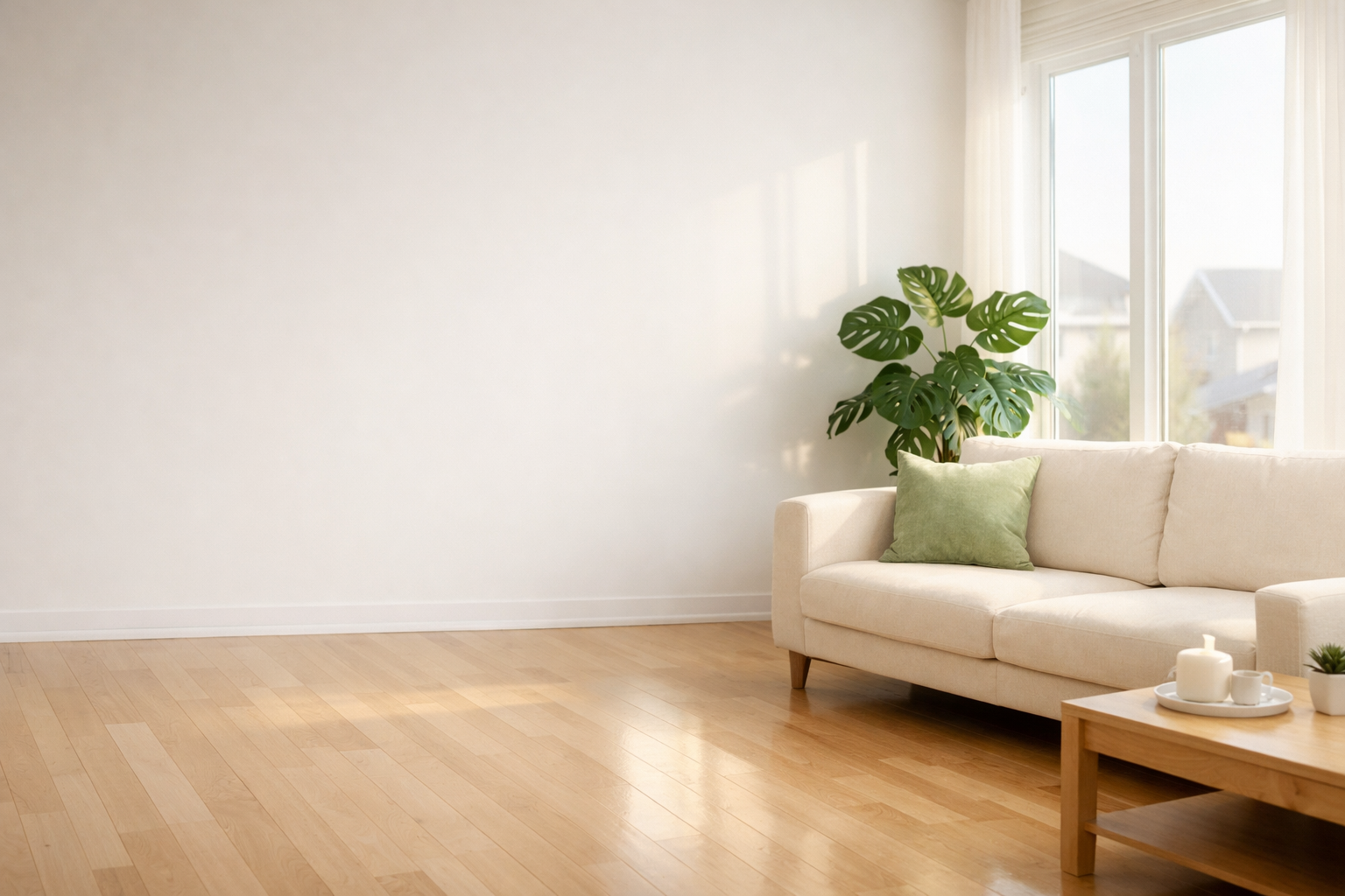 Clean modern living room in Calgary home